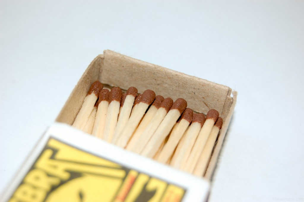 Opened box with matches